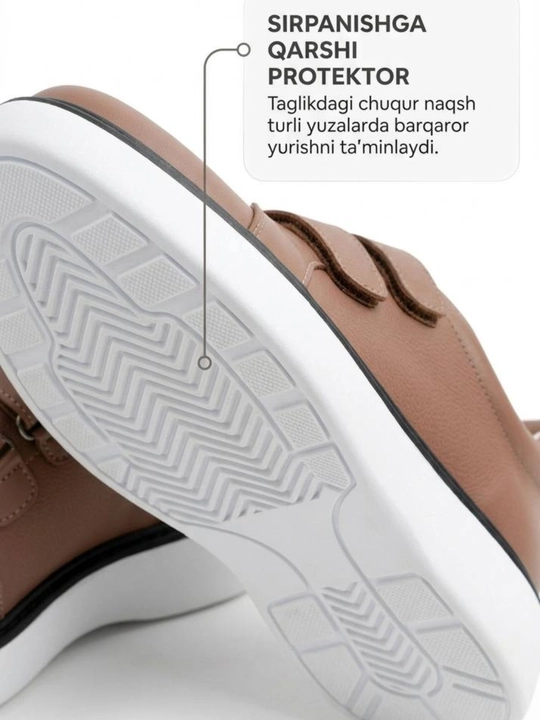 Ayollar krossovkalari, kundalik, yopishqoq, eko charm