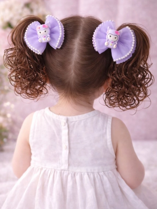 Детские заколки с искусственными локонами и бантиками, набор аксессуаров для волос - 