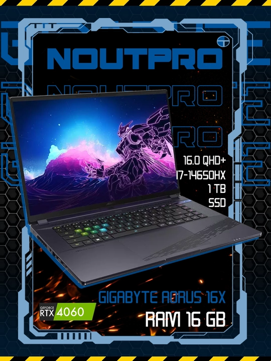 Noutbuk GIGABYTE AORUS 16X,i7-14650HX,RAM 16GB DDR5 8x2,SSD 1 TB,RTX 4060 8 GB,16.0 QHD+ - 