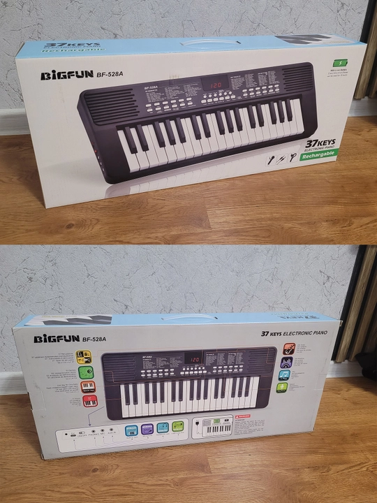 Mikrofonli elektron pianino, qayta zaryadlanuvchi batareya, standart tugmalar, 37 tugma