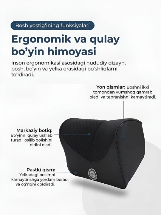Ortopedik qulaylikka ega bosh va bel uchun avtomobil massaj yostiqlari to‘plami