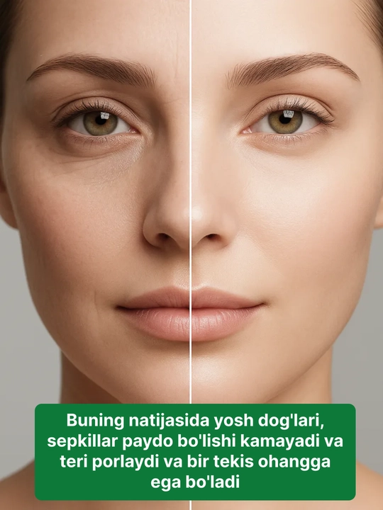Yuz va tana uchun oqartiruvchi zardob, sepkil va pigmentatsiya qarshi, arbutin sarum