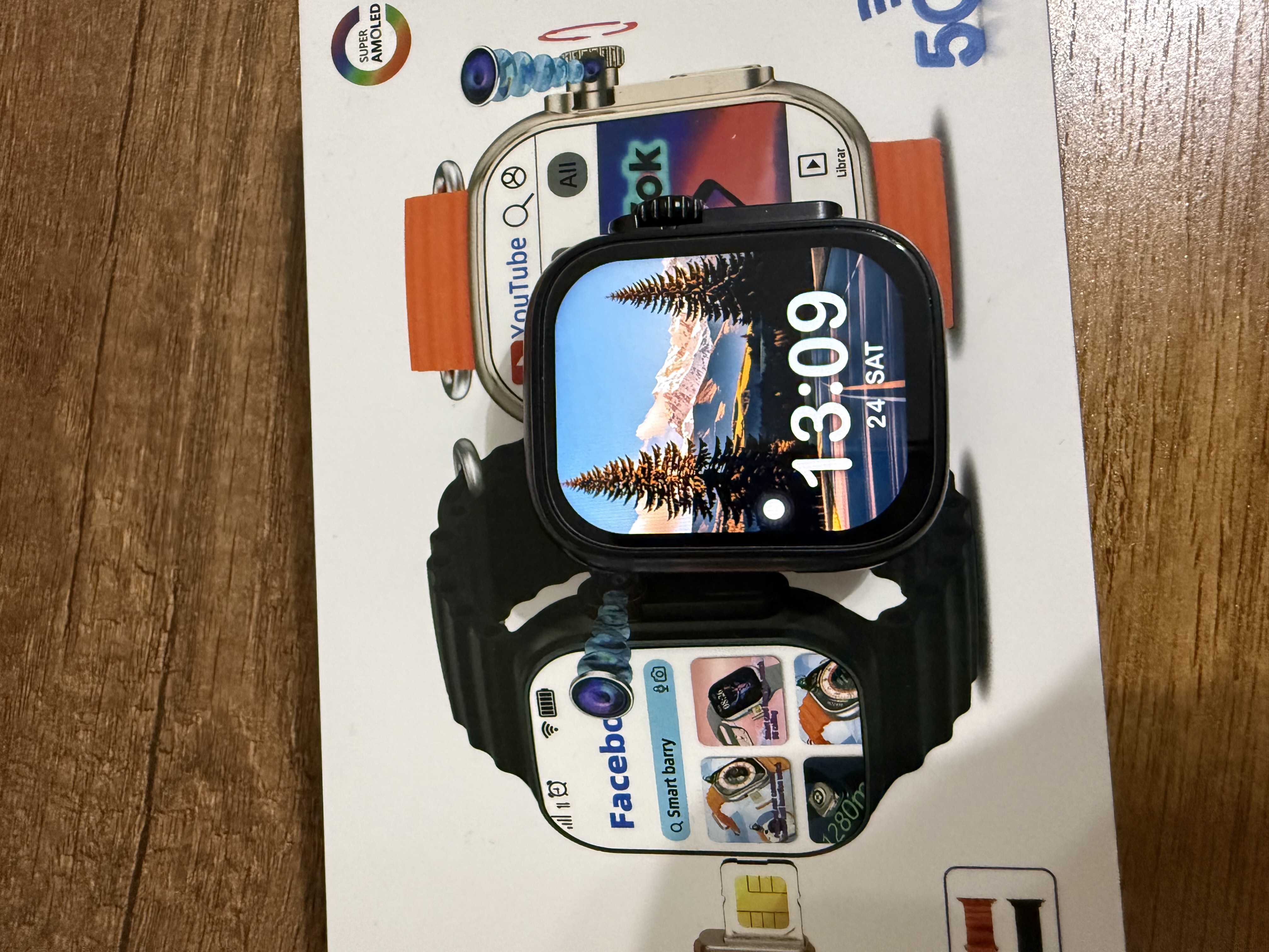 Умные часы C96 с HD-камерой, SIM-картой, Wi-Fi, GPS, экран 2.2", 2 ремешка