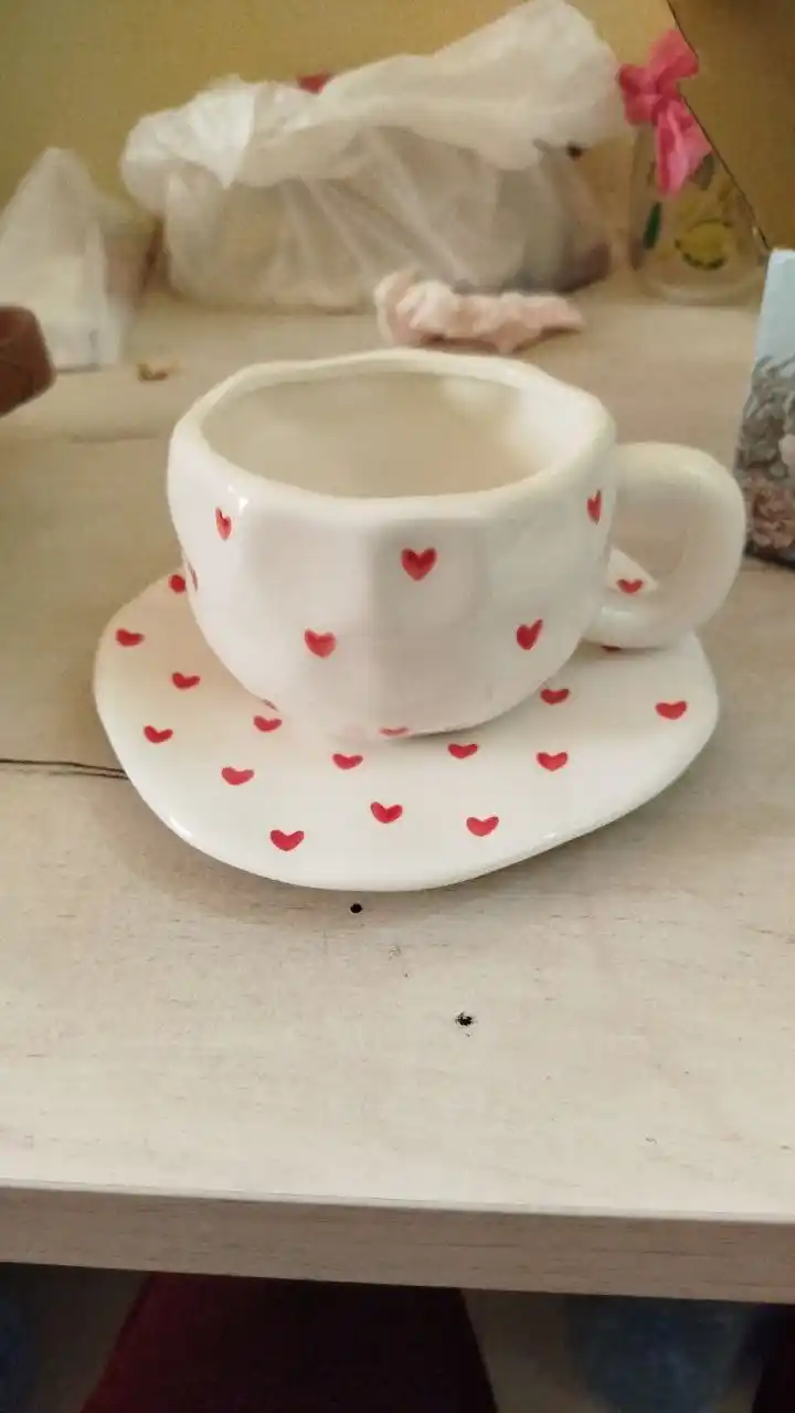 Choy jufti, 280 ml, keramika krujka likopcha bilan choy, qahva, kapuchino va latte uchun