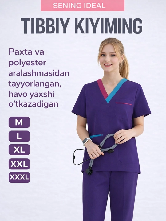 Zamonaviy tibbiy kiyim - qulay va sifatli paxta + poliester - 