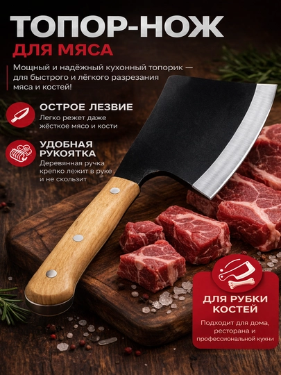Топорик нож кухонный для мяса и костей острый мясной топор