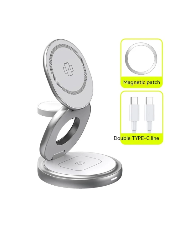 Telefon, quloqchin va soat uchun 3 tasi 1da simsiz zaryadlash stansiyasi, magsafe