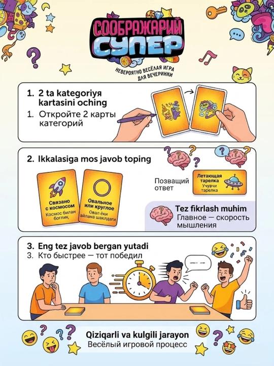 Настольная игра Соображарий Супер, карточная игра для детей и взрослых