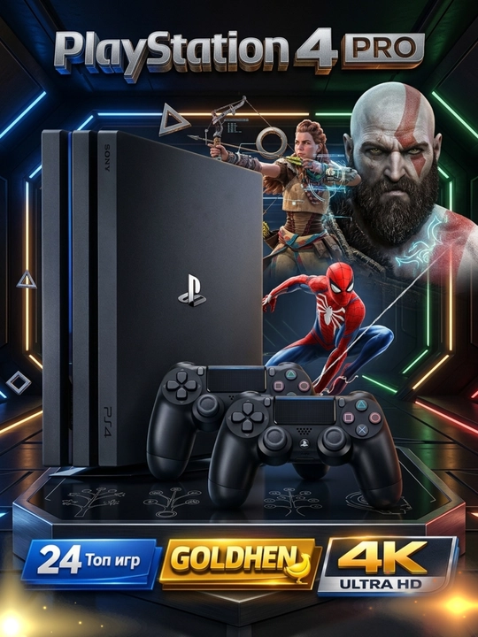 O'yin pristavkasi Sony PlayStation 4 Slim/PRO 1TB, 24 ta o'yin bilan - GOLDHEN - 