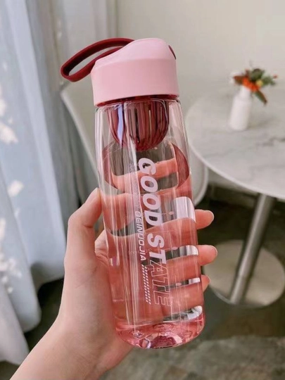 Бутылка для воды с поильником, герметичная, для спорта и прогулок — AESTORE-SHEYKER-РОЗОВ-400