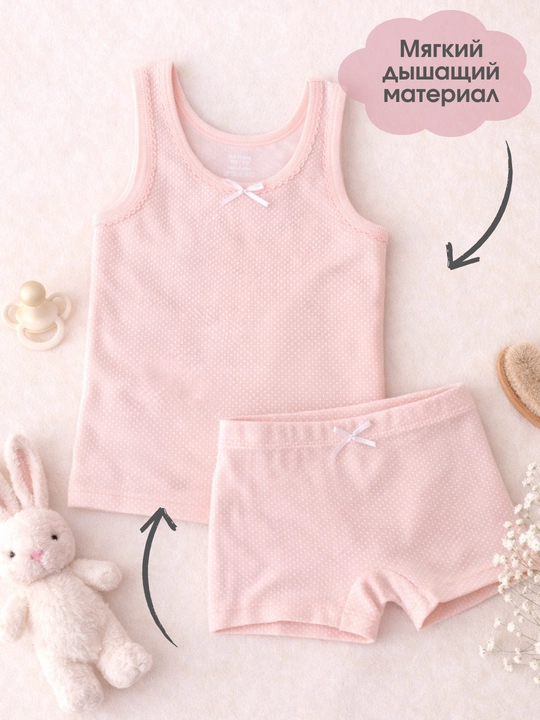 Набор нижнего белья для девочек, 2 и 4 предмета, 2–11 лет, майки и трусики