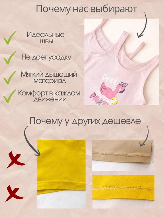 Набор нижнего белья для девочек, 2 и 4 предмета, 2–11 лет, майки и трусики