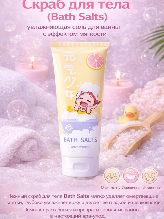 Vanna uchun skrab tuz (Bath Salts) – tana parvarishi, namlovchi va yumshatuvchi