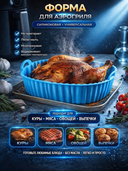 Pech va mikroto'lqinli pech uchun silikon qolip pishirish, go'sht va sabzavotlar uchun - 