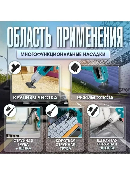Аккумуляторный мини пылесос, мощный всасывающий и выдувающий, для машины и дома