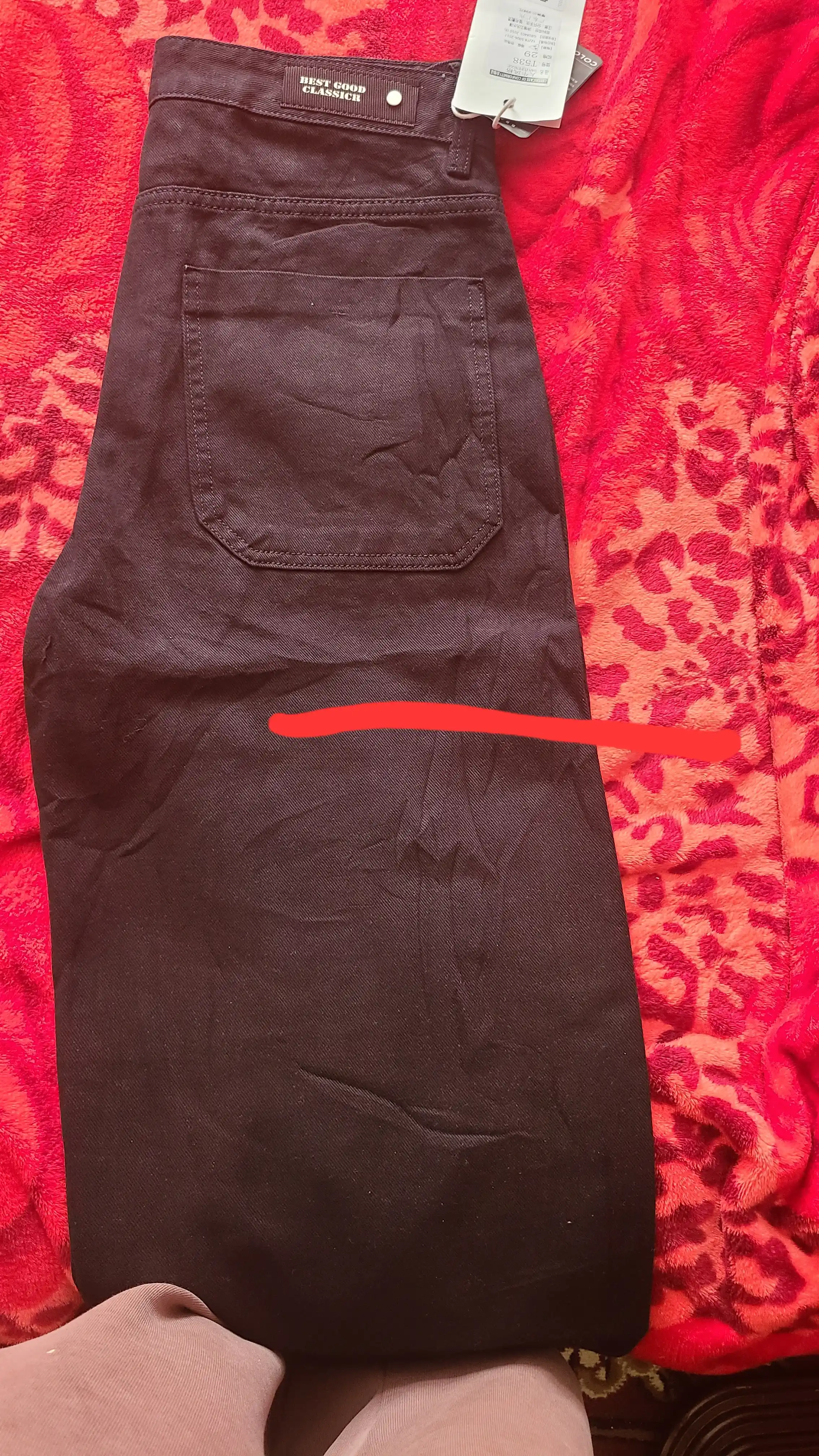 Erkaklar keng banan uslubidagi jinsi shimi, oversayz, denim material, Xitoy