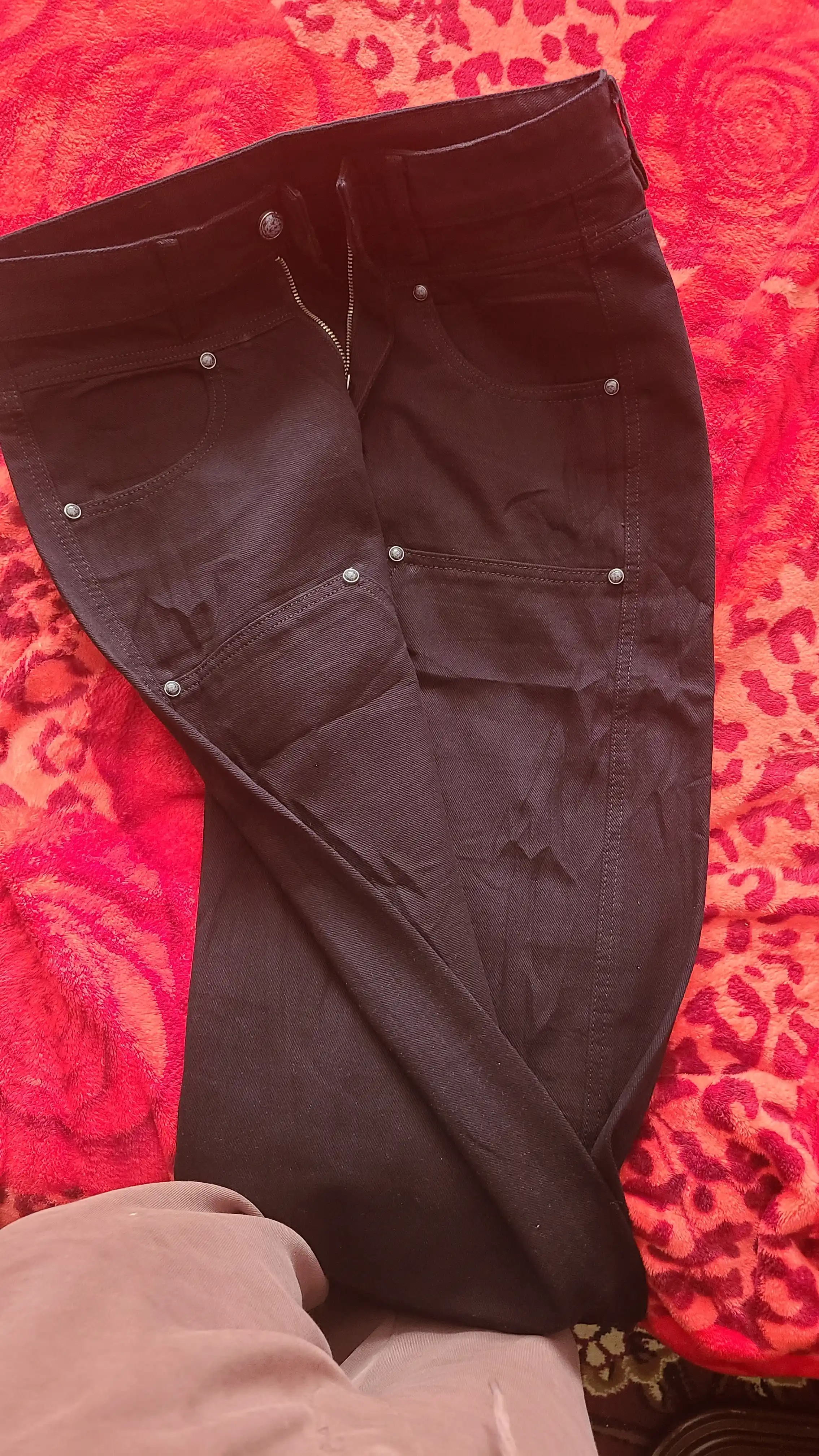 Erkaklar keng banan uslubidagi jinsi shimi, oversayz, denim material, Xitoy