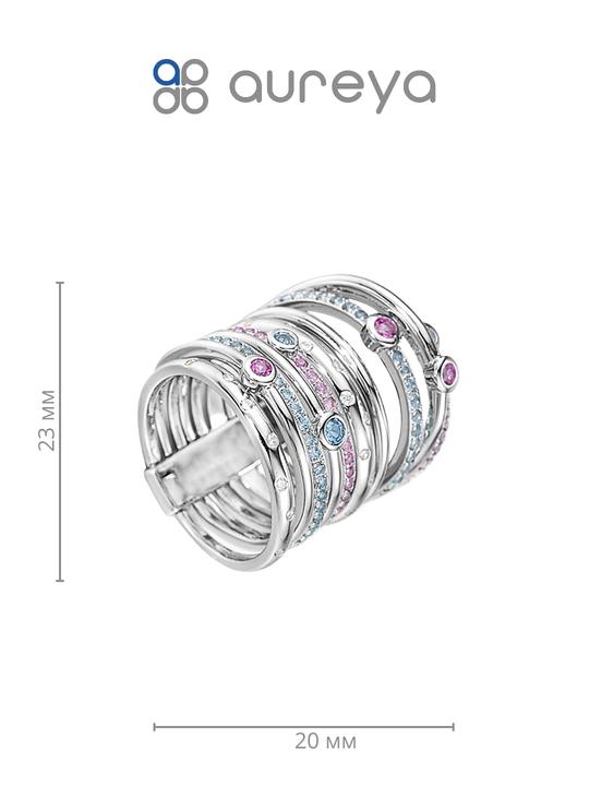 Кольцо из серебра 925 пробы с родием, вставки: фианит (R313714PSBZSL925)