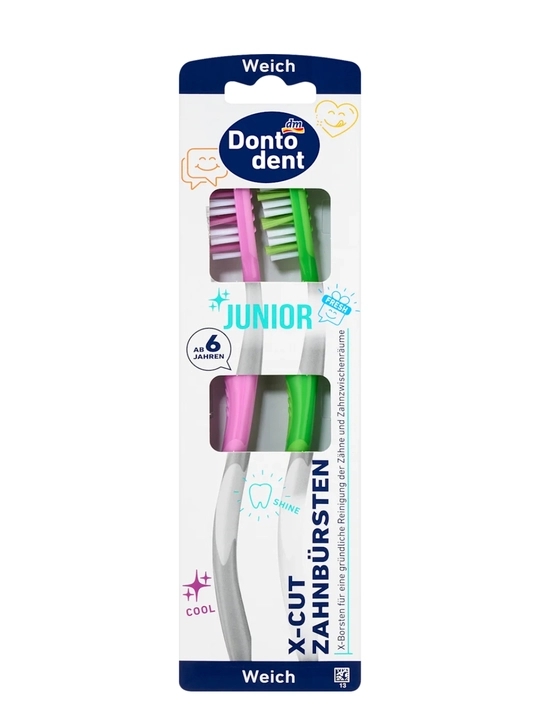 DONTODENT JUNIOR X-CUT – 6 yosh va undan katta bolalar uchun tish cho'tkalari - 