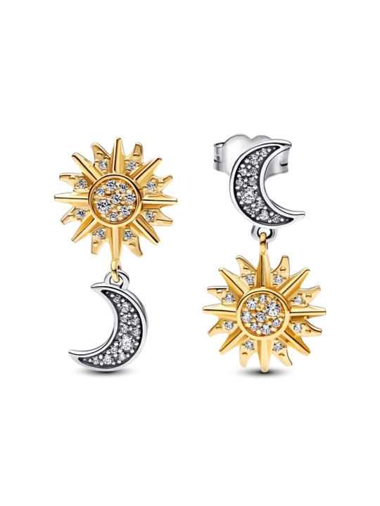 Reversed Sun  Moon mix stilidagi quloqcha sirg‘alar 925 kumush 14K oltin qoplama 262442C01