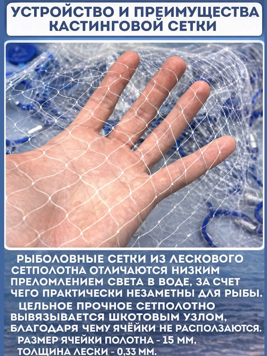 Сеть лесочная для рыбалки и защиты от птиц