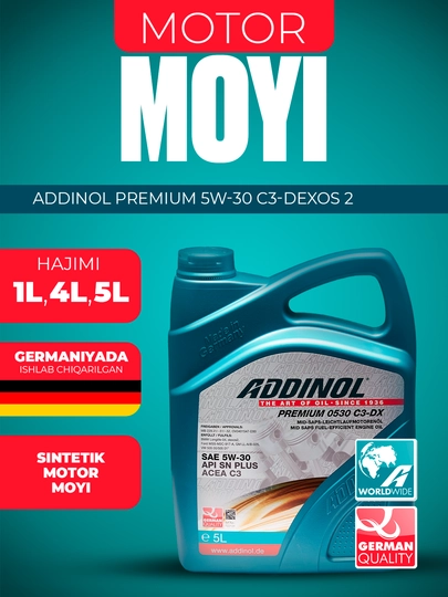 Синтетическое моторное масло Addinol 5W30 C3-Dx — ADDINOL-ADDINOL-AD1LDX2