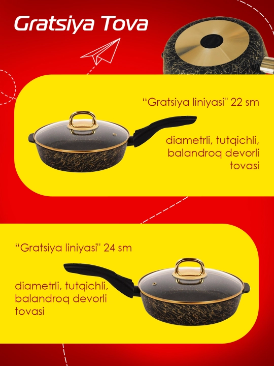 Tova Kukmara "Gratsiya" tutqichli, shisha qopqoq bilan, qora va oltin