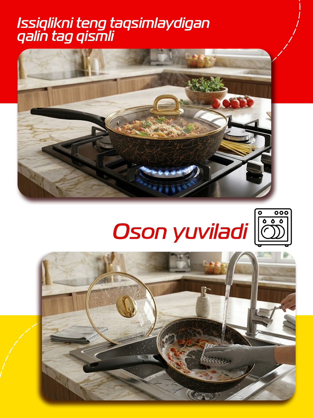 Tova Kukmara "Gratsiya" tutqichli, shisha qopqoq bilan, qora va oltin