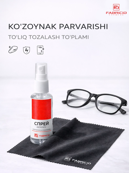 Fabricio ko‘zoynak va ekranlar uchun antistatik tozalovchi sprey, 30 ml