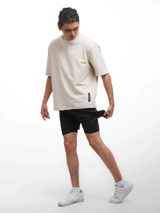 Erkaklar uchun sport shortlari, 2-tasi-1 da, kompression qatlam va cho‘ntaklar bilan - 