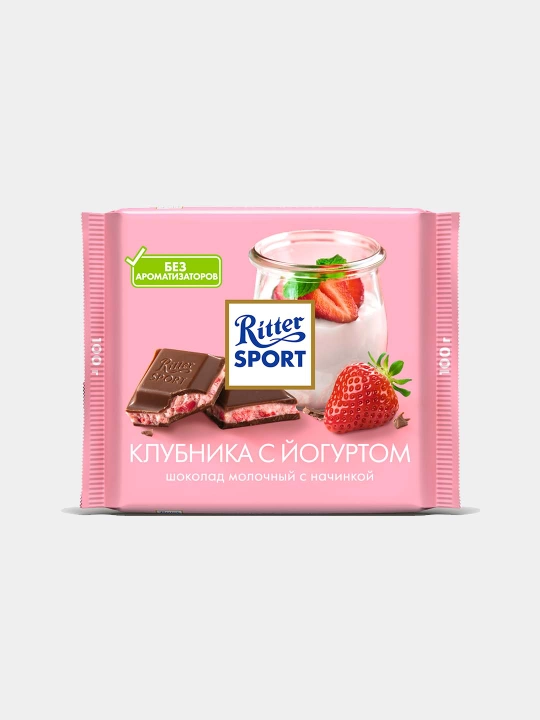 Sutli shokolad Ritter Sport qulupnay-yogurt nachinkali, 100 g - 