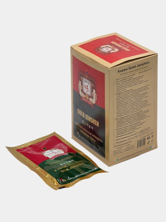 6 yillik qizil jenshen ildizidan tayyorlangan Gold jenshen nastoykasi, 90 ml/30 dona