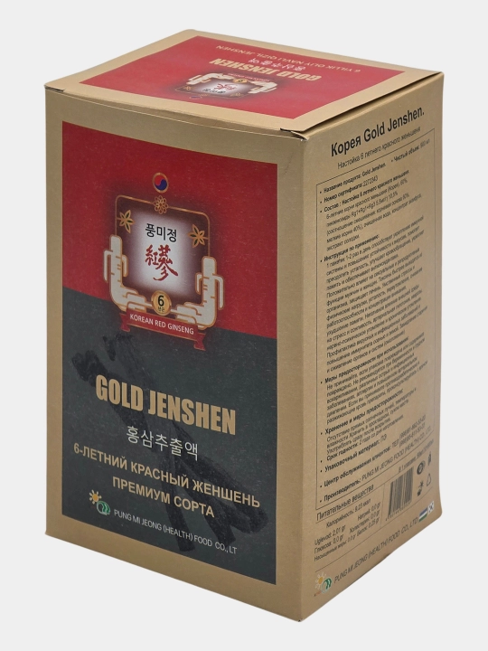 6 yillik qizil jenshen ildizidan tayyorlangan Gold jenshen nastoykasi, 90 ml/30 dona