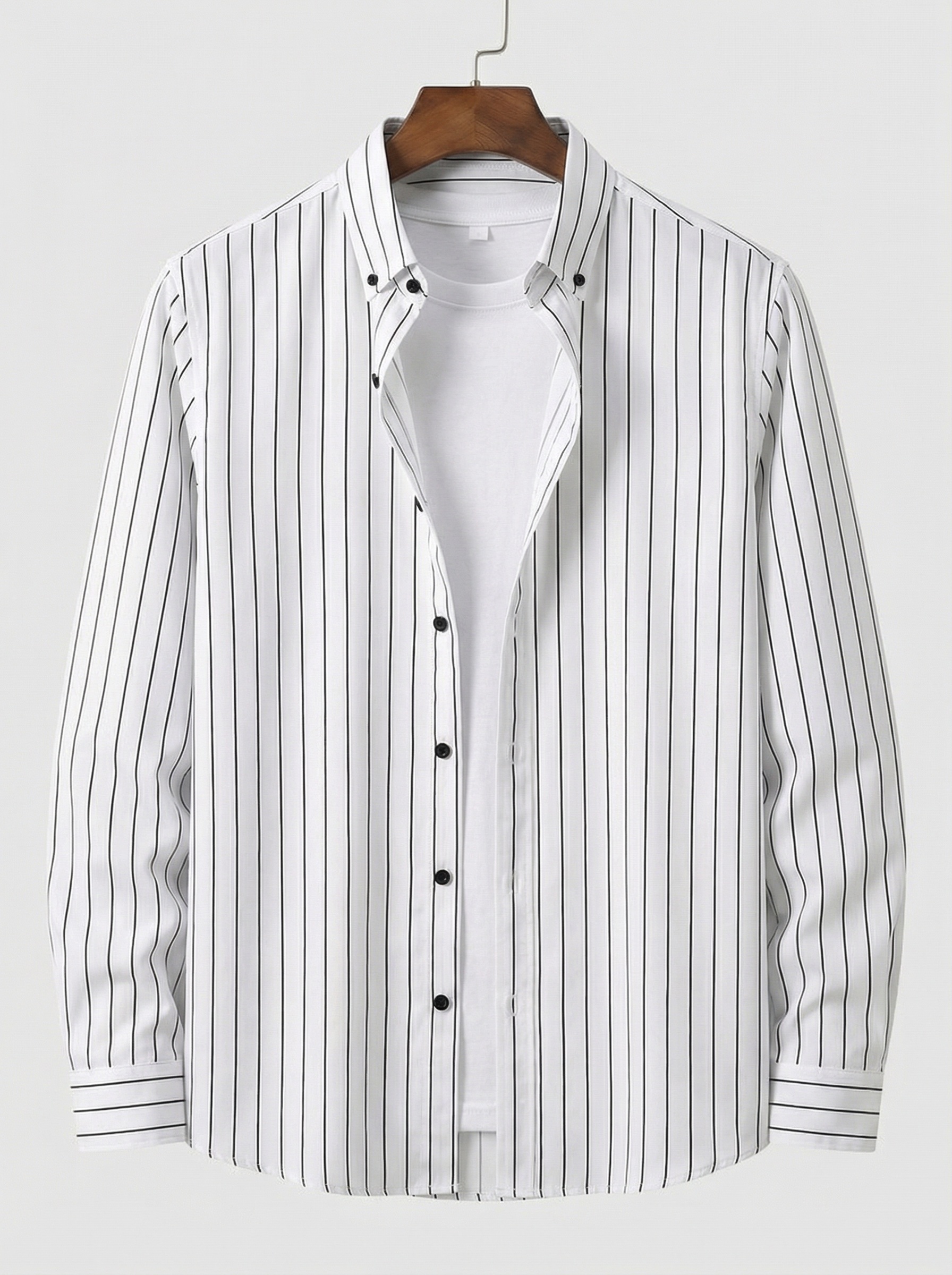 Рубашка мужская в полоску "Slim Fit" - 