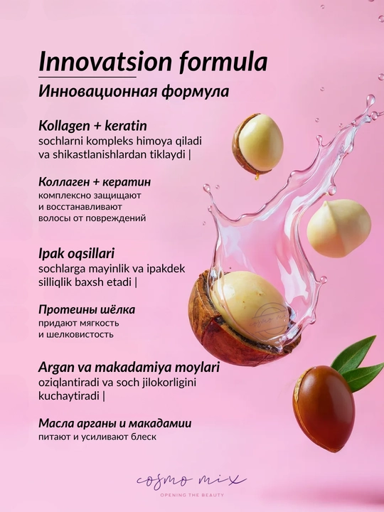 Ламинирующий крем-флюид для волос MIXIT Hair Expert Collagen & Keratin, 100 мл