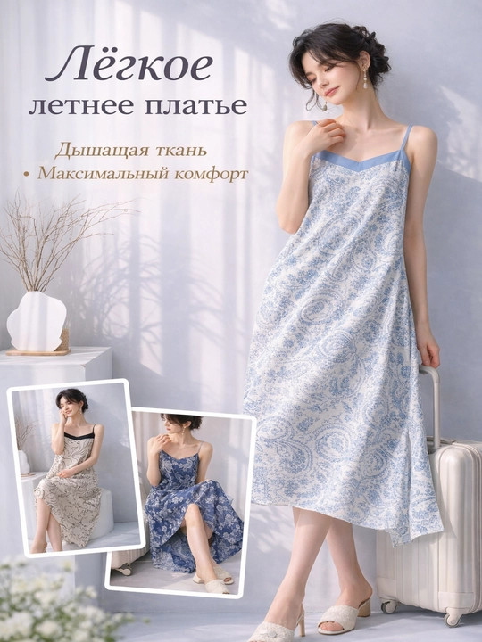 Ayollar tungi ko‘ylagi, yozgi slip dress, viskoza, keng fason, uy kiyimi