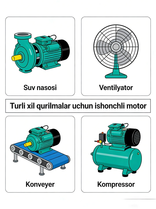YL100L-2 bir fazali elektr motori, 3 kVt/2,2 kVt Bir fazali elektr motor