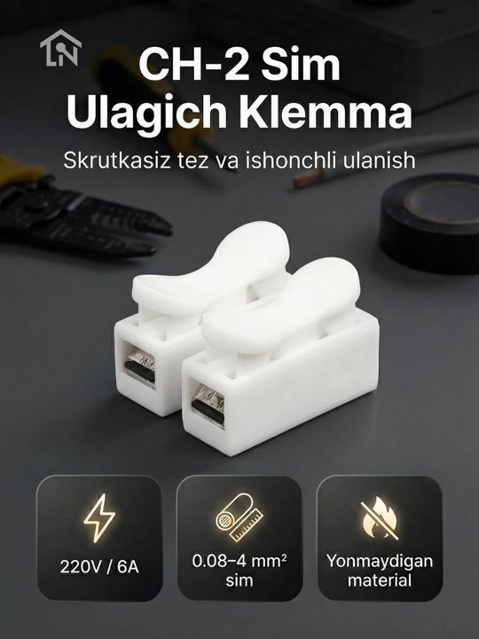 Klemma qisqichli CH-2 2 kanalli 6A 220V vintsiz sim ulagich