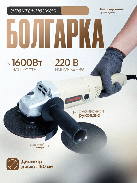 Болгарка электрическая, угловая шлифовальная машинка, 180 мм - 