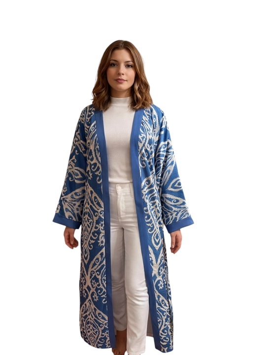 Milliy xalat, ayollar abayasi, oversize, to'n, zig'ir, nakidka