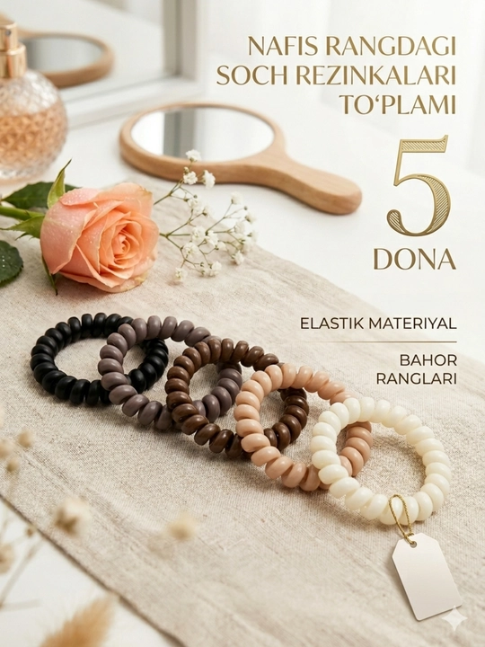 Резинки для волос с пружинами, 5 штук - 