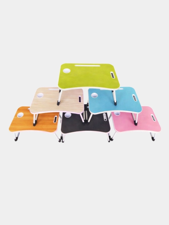 60×40×28 sm o‘lchamli yig‘ma mini-stol - noutbuk, yotoqda nonushta qilish va o‘qish uchun