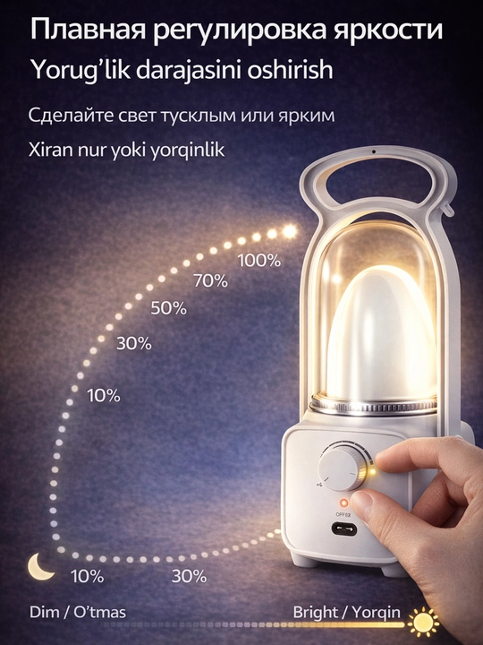LED, Fonar, portativ fonar, 7.3W, akkumulyatorli, Type-C dimming, ilgakli, zaryadlanadigan