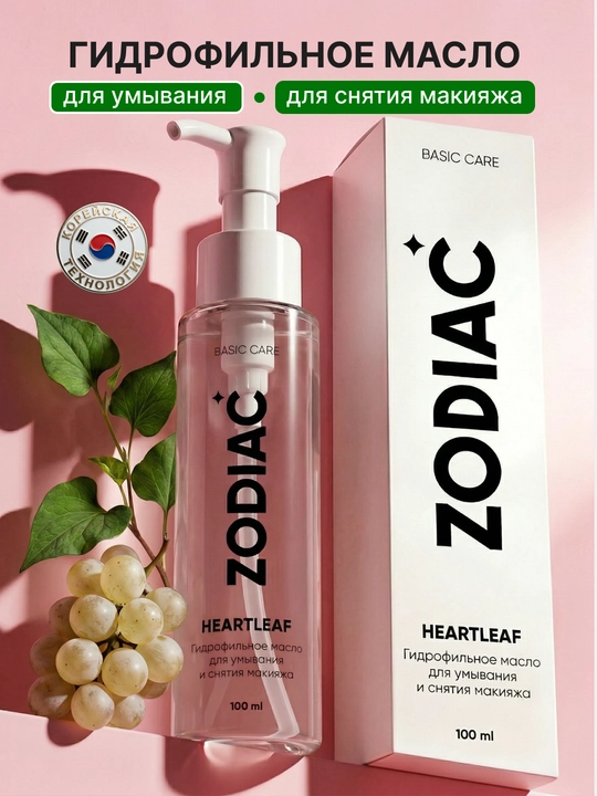 Yuz terisini yuvish va makiyajni ketkazish uchun gidrofil moy ZODIAC, qora nuqtalardan, 100 ml - 