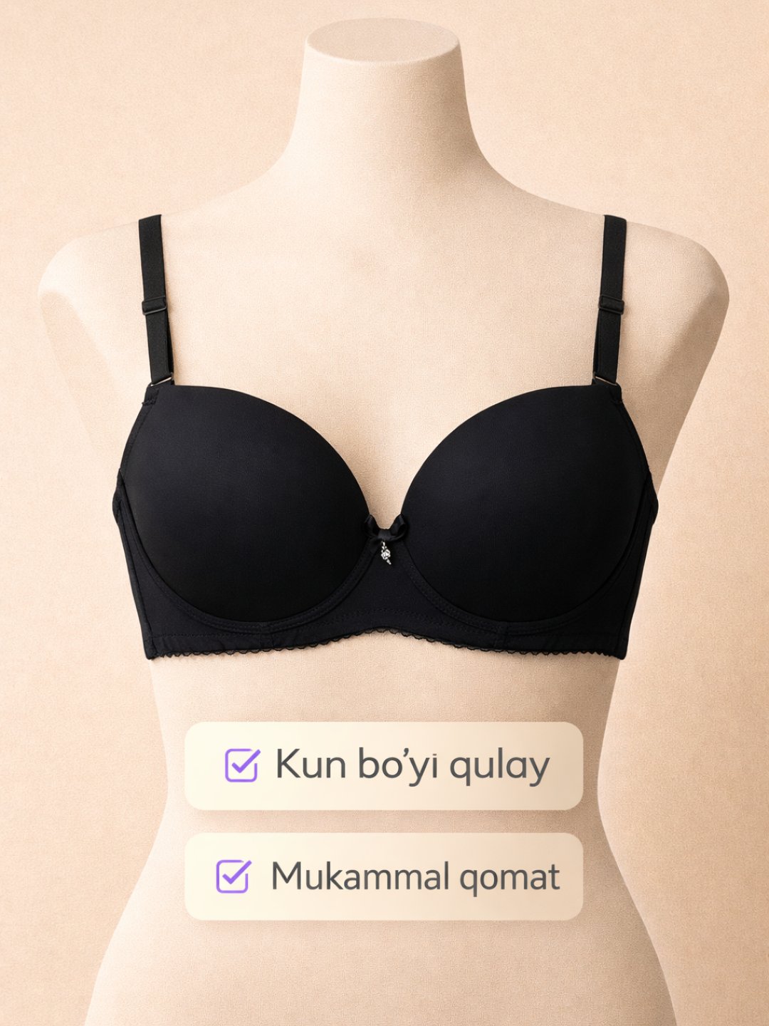 Ayollar bustgalteri, push-up, qulay lifchik, yechiladigan tasma, 75C–90C
