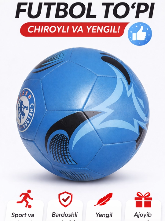 Sport va o‘yinlar uchun futbol to‘pi, bolalar va kattalar uchun yengil va mustahkam to‘p - 