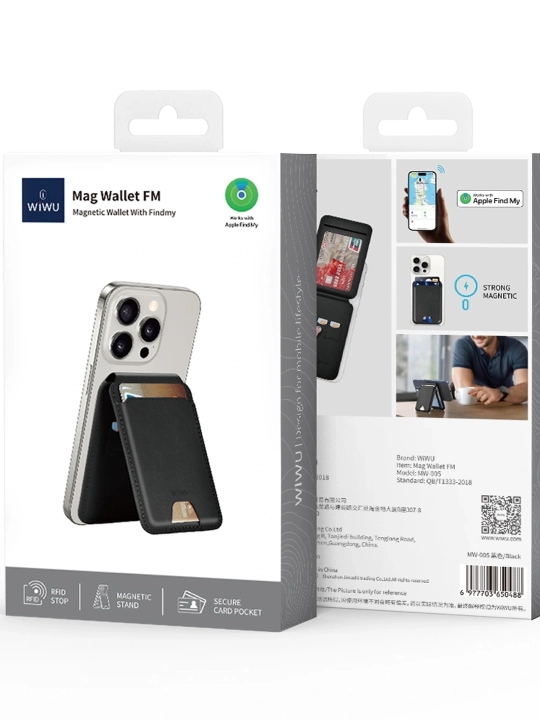 WiWu Mag Wallet FM  — smartfon uchun magnitli hamyon-kartxolder, taglik va GPS-treker