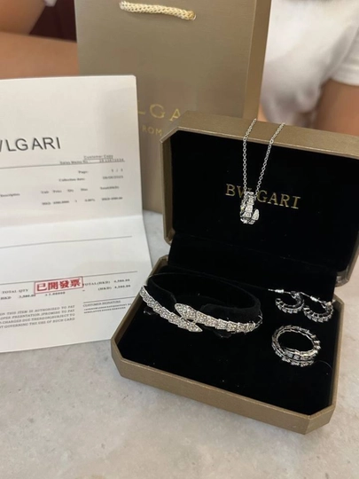 Набор украшений, женский комплект, бижутерия золото, подарок — GL23-BVLGARI-СЕРЕБРН