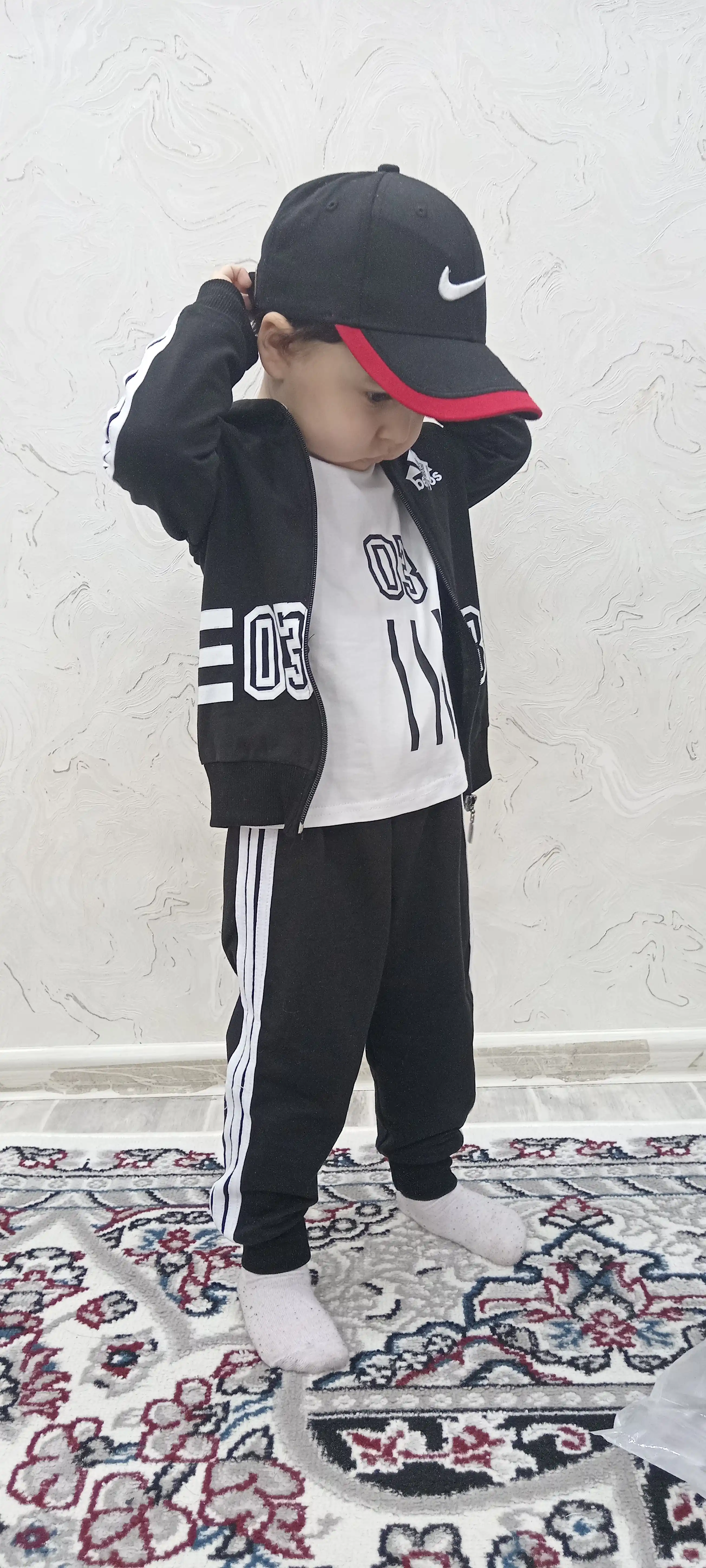 O'g'il bolalar uchun sport kostyumi, uch qismli, 1-3 yoshli bolalar uchun