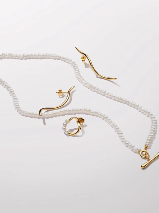 Essence «Marvarid pardasi» sirg‘asi, 14K oltin qoplama, art. 263276C01